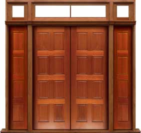 8 panel: single door +  two sidelights