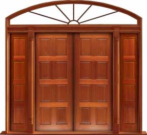 8 panel: single door +  two sidelights