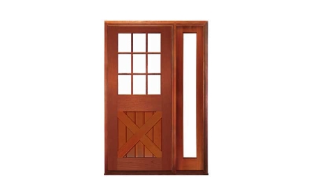 hampton cross brace 9 light: single door + sidelight on right